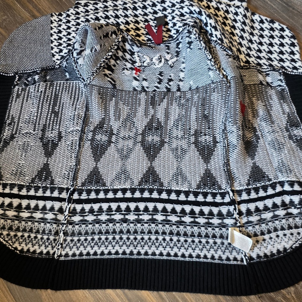 Desigual Womens Susana Mixed Pattern Zip Shawl Collar Cardigan S Heart - Picture 9 of 13